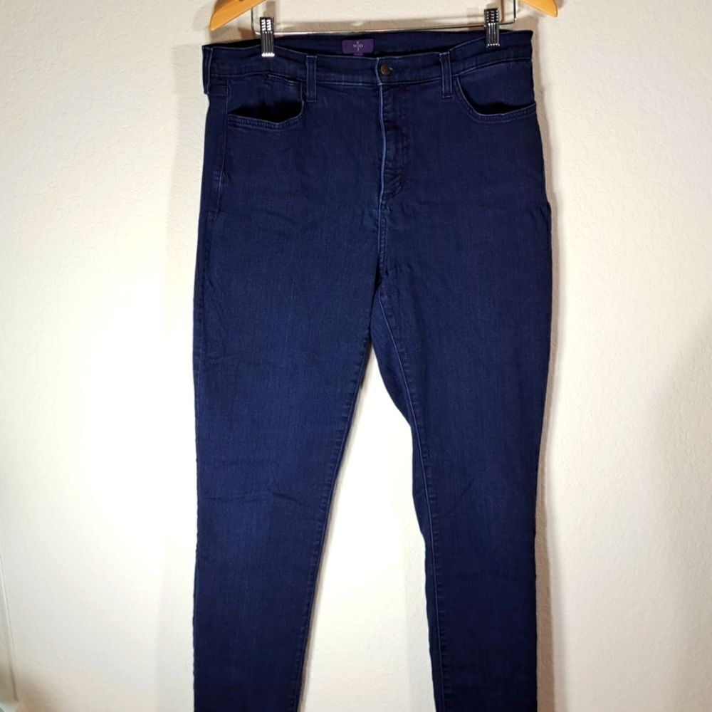 NYDJ Women’s Jeans Dark Wash Denim lift Tuck Zip Fly 5 Pocket High Rise Mom 14